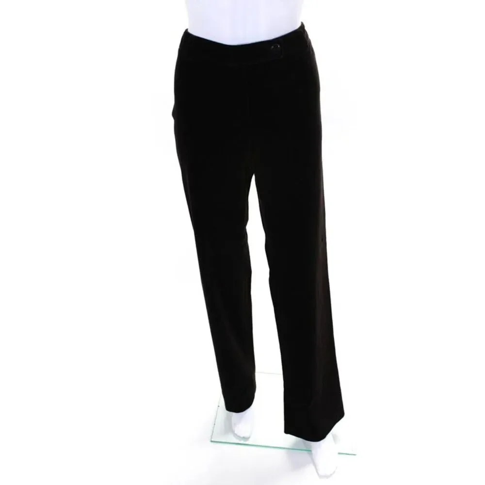 Valentino Womens Mid Rise Straight Leg Velvet Dress Pants Dark Brown Size 8
